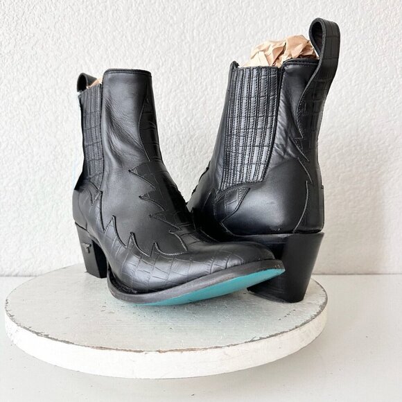 NEW Lane CHELSEA Womens Cowboy Bootie 11 Cowgirl Western Black Short Ankle Boots - Picture 12 of 12